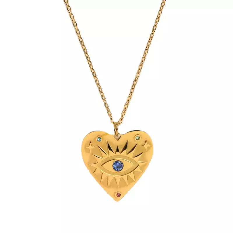 Evil Eye Heart Necklace