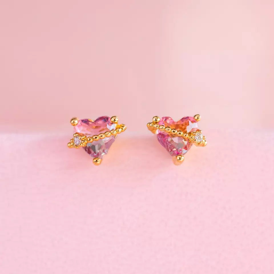 Halo Heart Stud Earrings