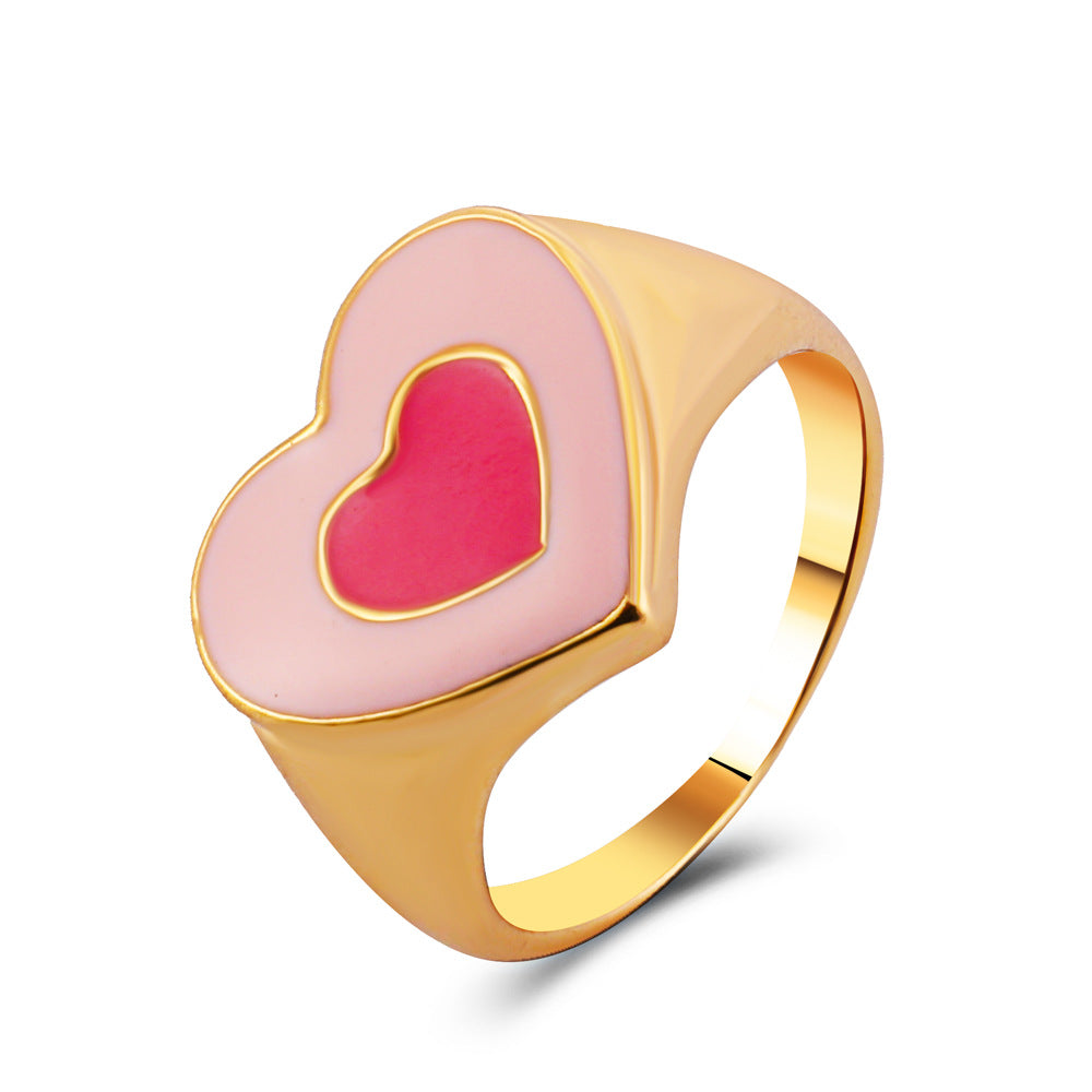 Double The Love Ring. cute heart gold pink ring.