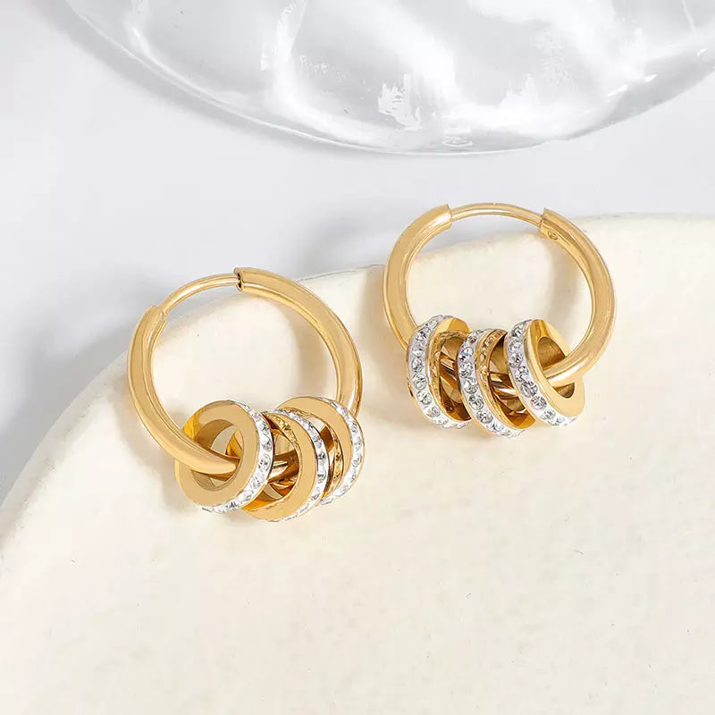 Three Sparkly Rings Earring
