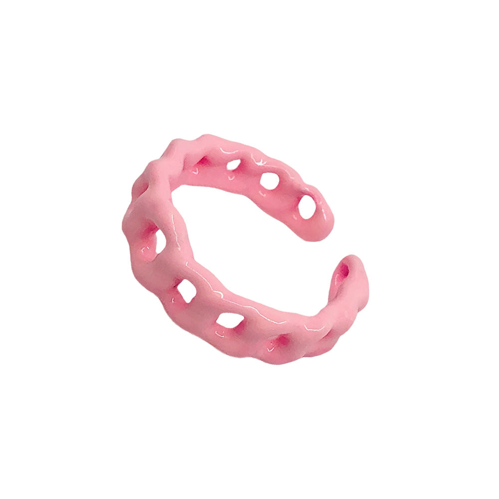 Pink dripping chain resin ring 
